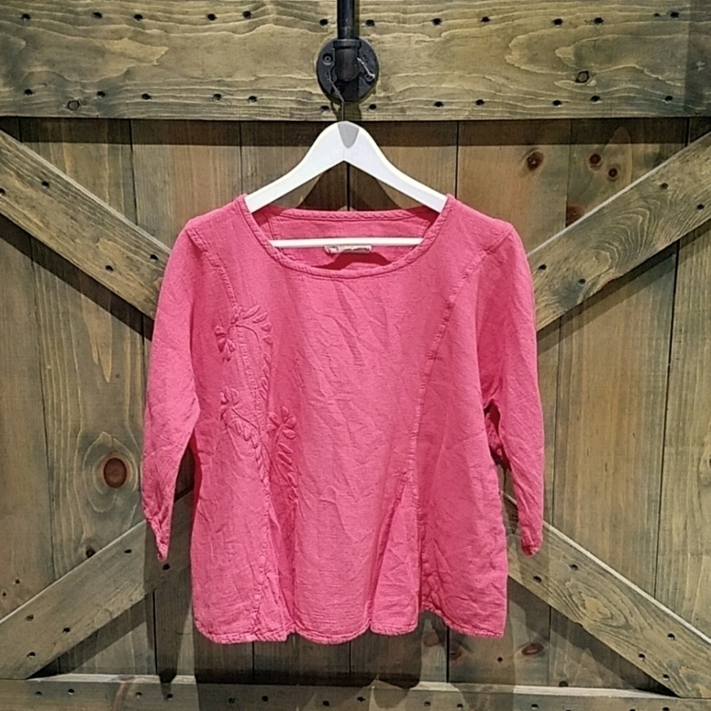 MANTA DEL LAGO GAUZY CORAL COTTON CASUAL TOP BEACH COASTAL RESORTWEAR